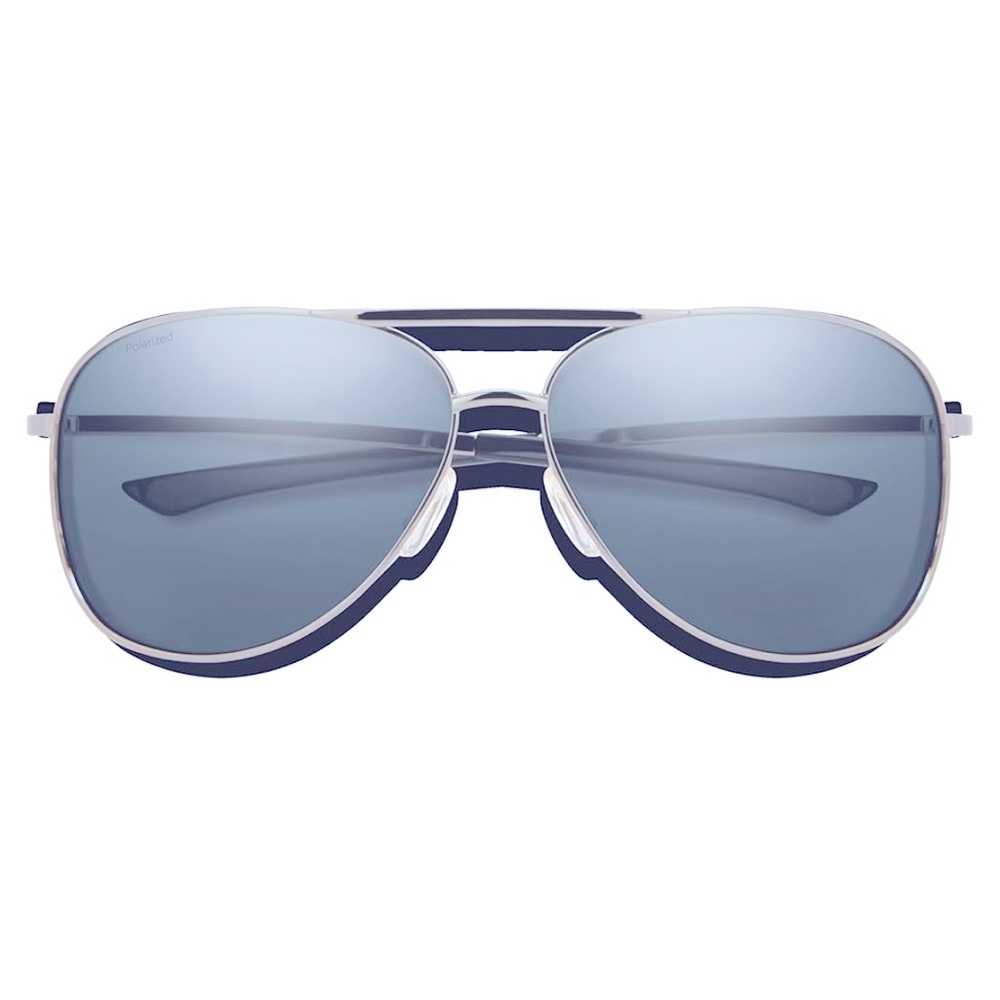 Brand New Smith “Serpico 2” Silver Aviator Sunglasses ChromaPop polarized lenses